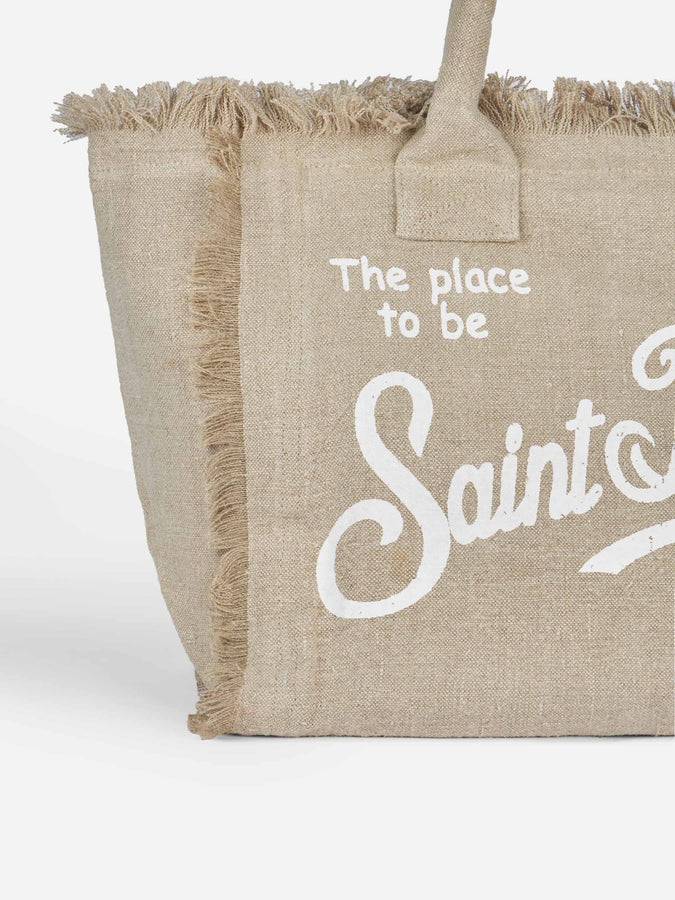 Mc2 Saint Barth Borsa tote Vanity in lino beige con ricamo 2025