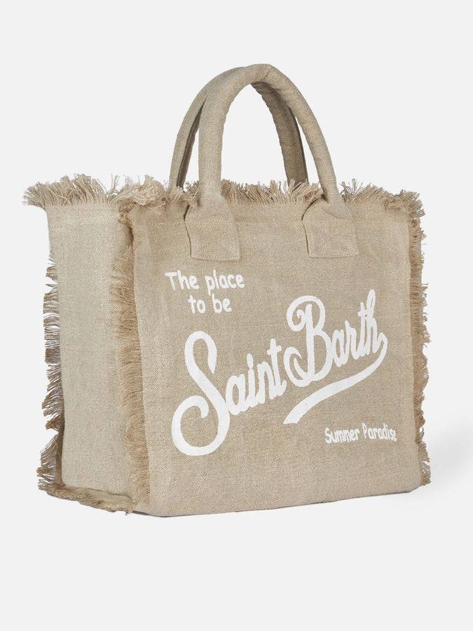 Mc2 Saint Barth Borsa tote Vanity in lino beige con ricamo 2025