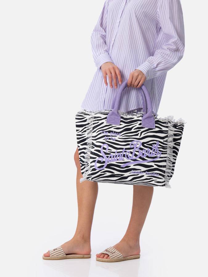 Mc2 Saint Barth Borsa tote Vanity in tela di cotone zebrata Qualità