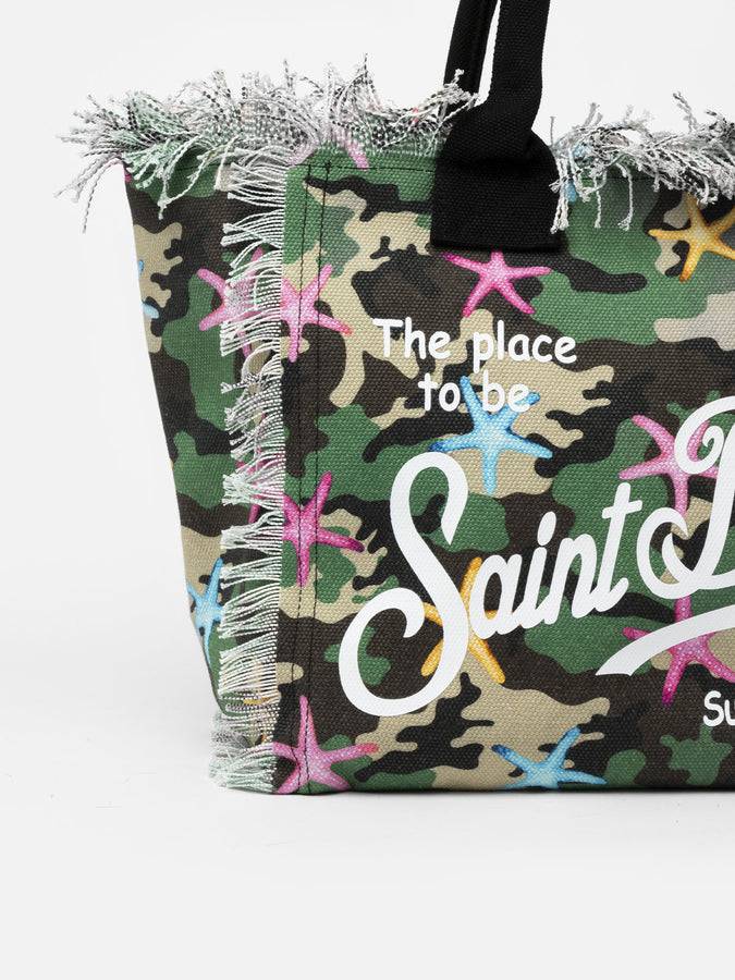Mc2 Saint Barth Borsa tote Vanity in tela di cotone mimetico con stelle marine Vendita