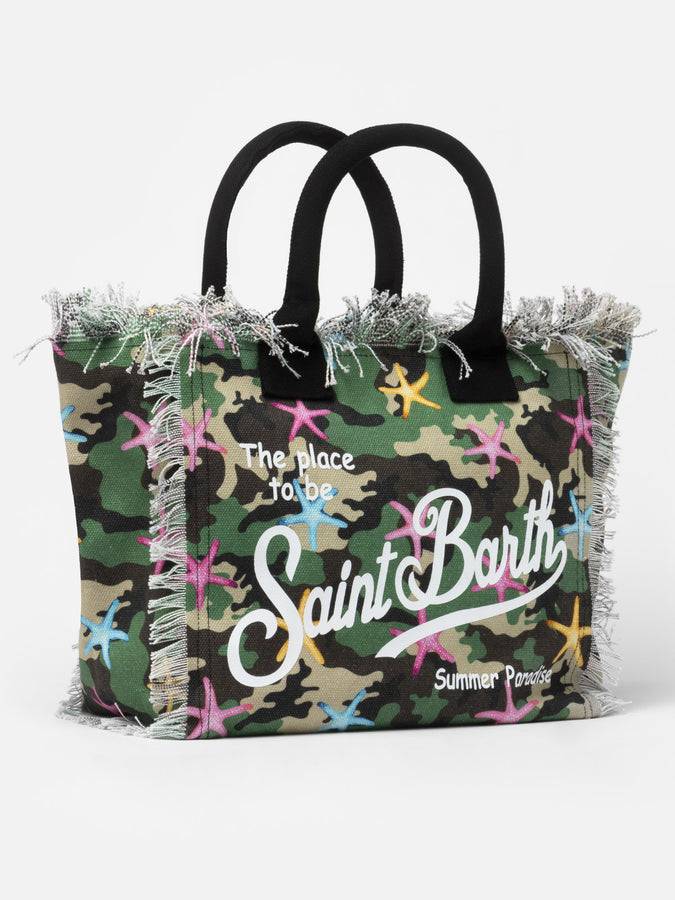 Mc2 Saint Barth Borsa tote Vanity in tela di cotone mimetico con stelle marine Vendita
