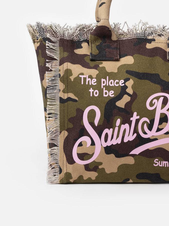 Mc2 Saint Barth Borsa tote Vanity in tela di cotone mimetico Promozione