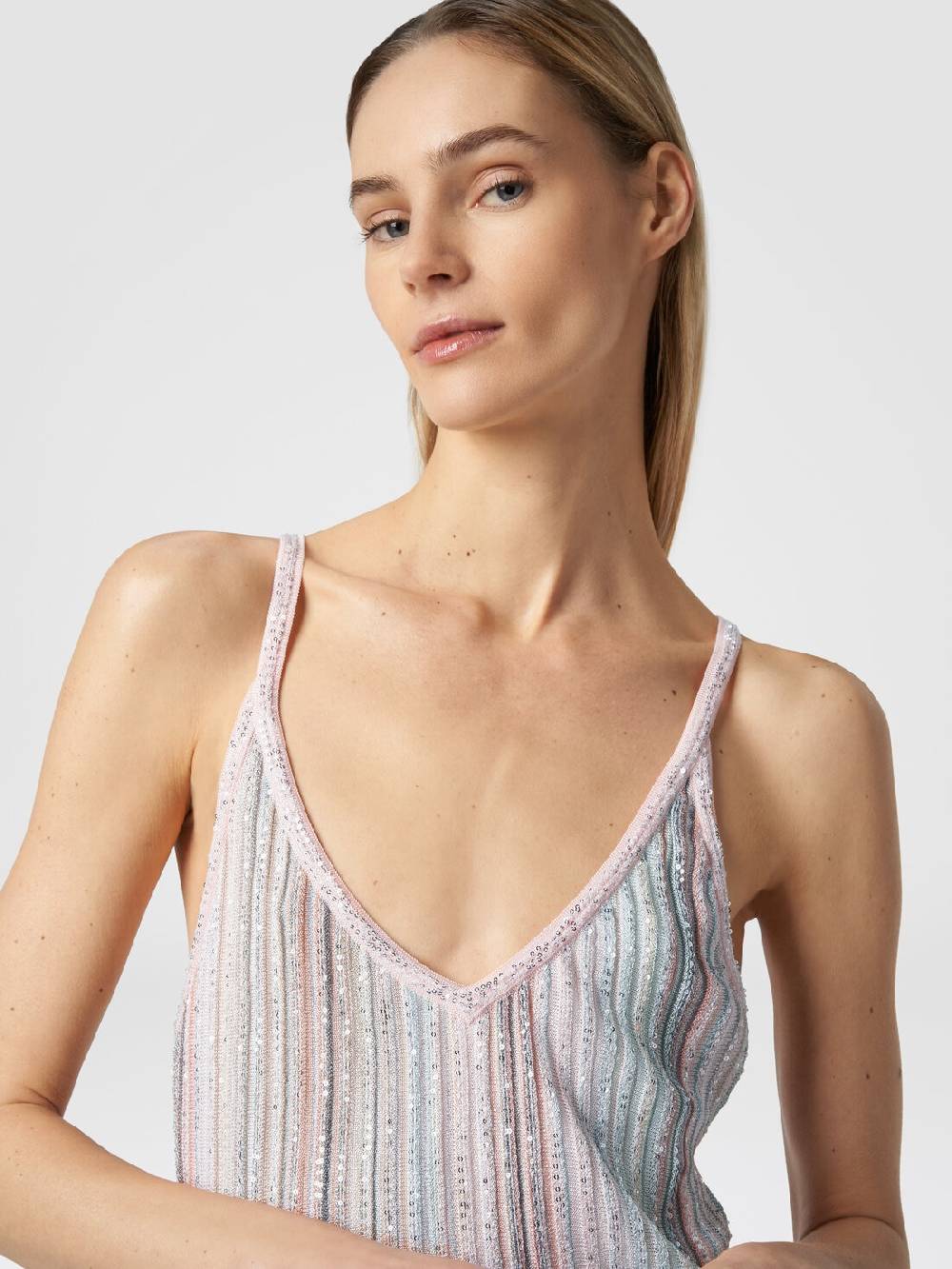 ﻿Missoni Mini-abito in maglia a righe verticali con paillettes Offerta