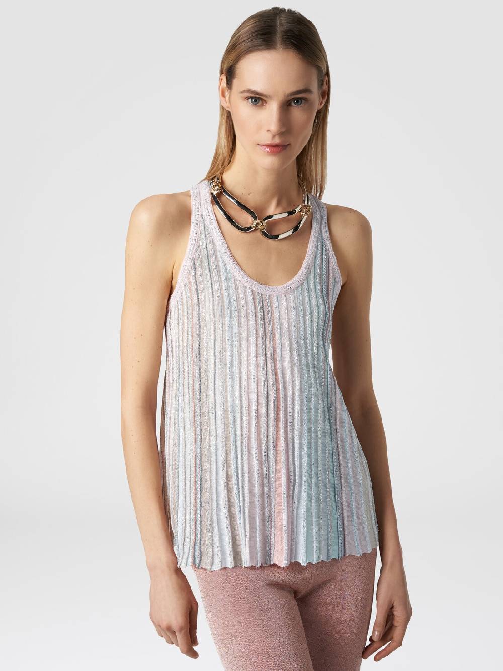 Missoni Canottiera in maglia a righe verticali con paillettes Economico