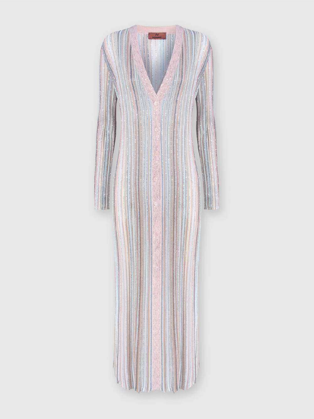 Missoni Cardigan lungo in maglia con righe verticali e paillettes Offerte speciali