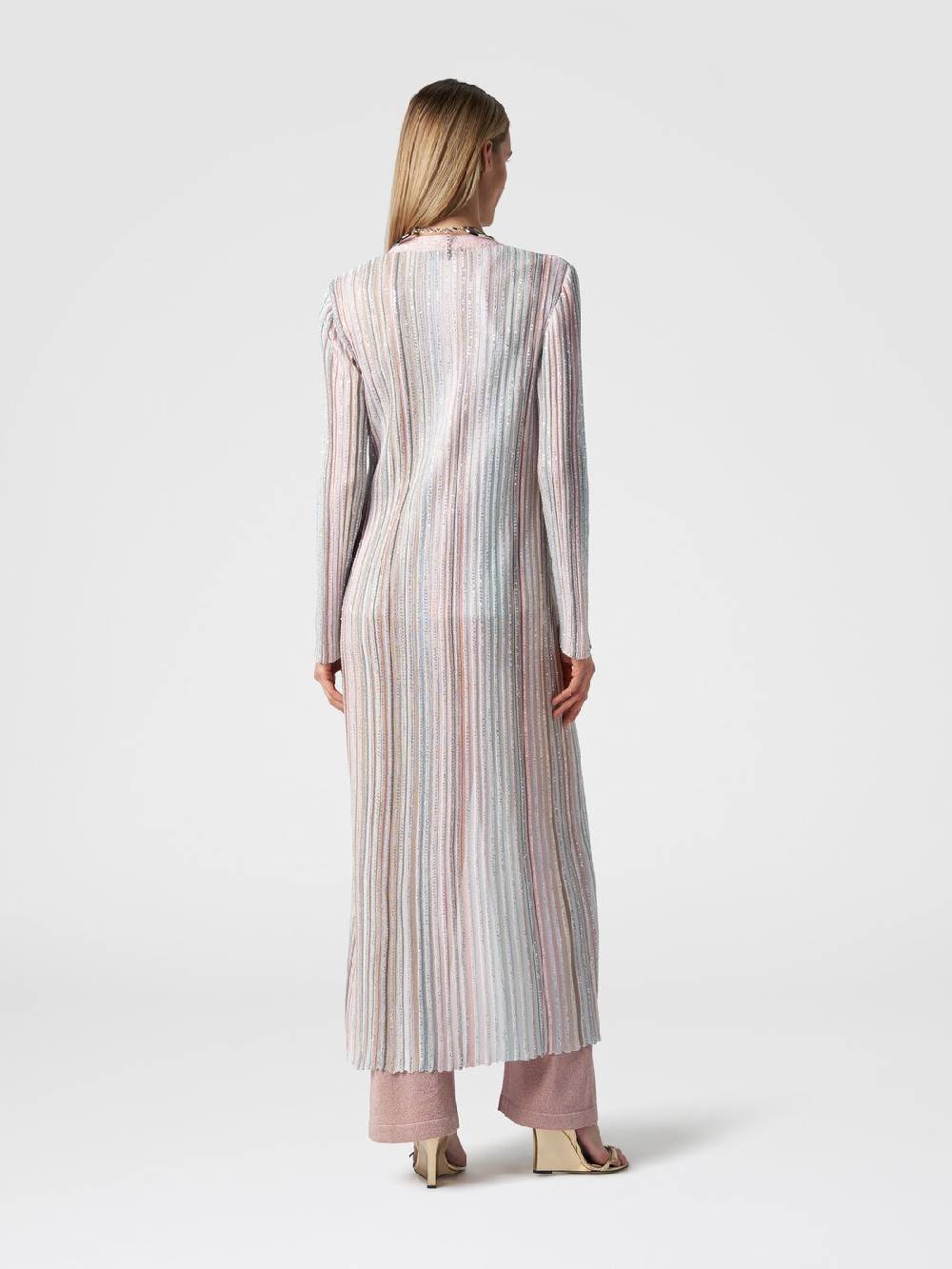 Missoni Cardigan lungo in maglia con righe verticali e paillettes Offerte speciali