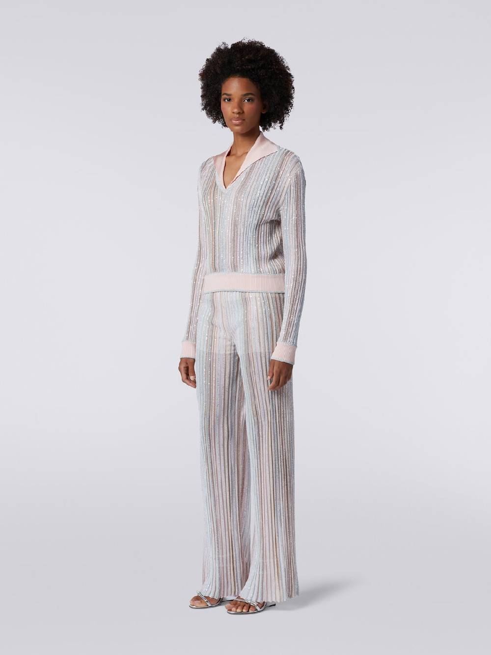 Missoni Pantaloni in maglia a righe verticali con paillettes Offerte