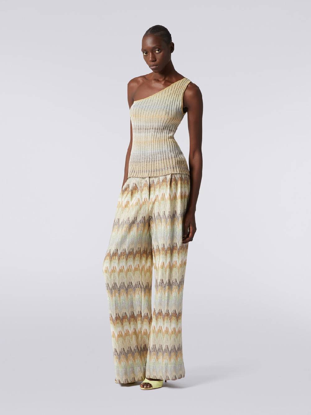 Missoni Top monospalla in viscosa lamé a costine Saldi Di Fabbrica