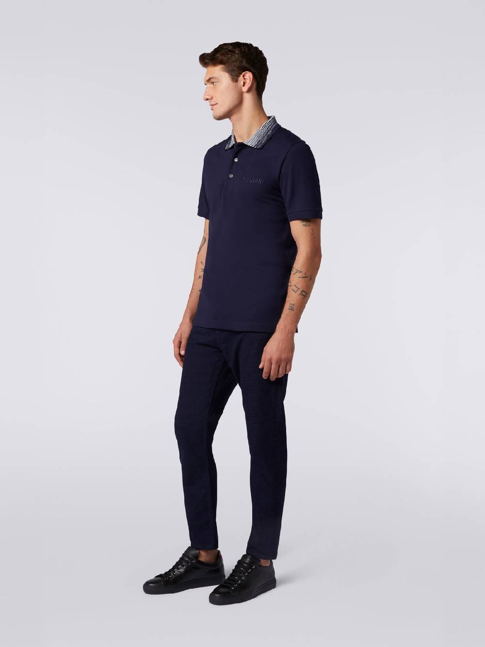 Missoni Polo in cotone con colletto fiammato e scritta logo Vendita