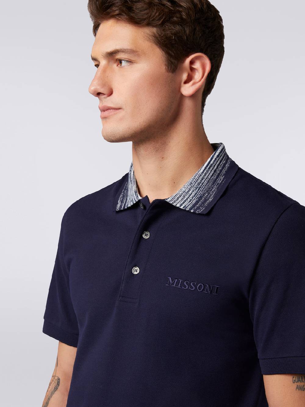 Missoni Polo in cotone con colletto fiammato e scritta logo Vendita