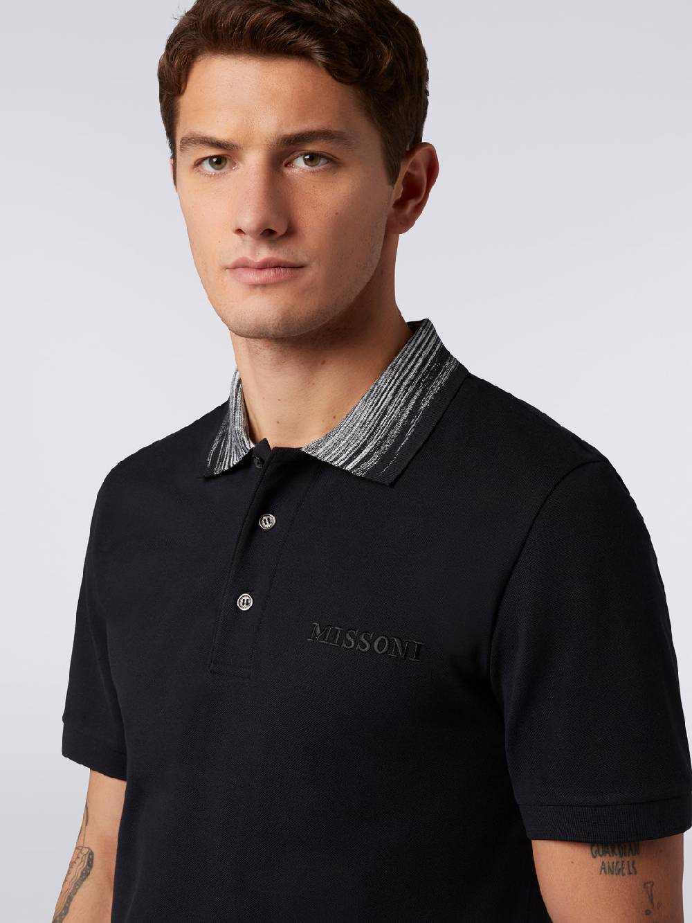 Missoni Polo in cotone con colletto fiammato e scritta logo Spedizione Gratuita