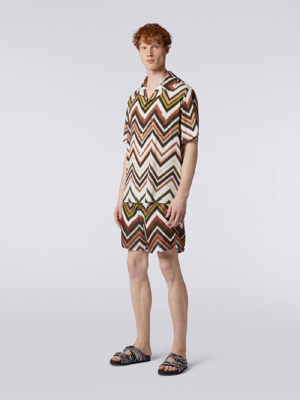 Missoni Camicia a maniche corte in viscosa con stampa chevron Economico