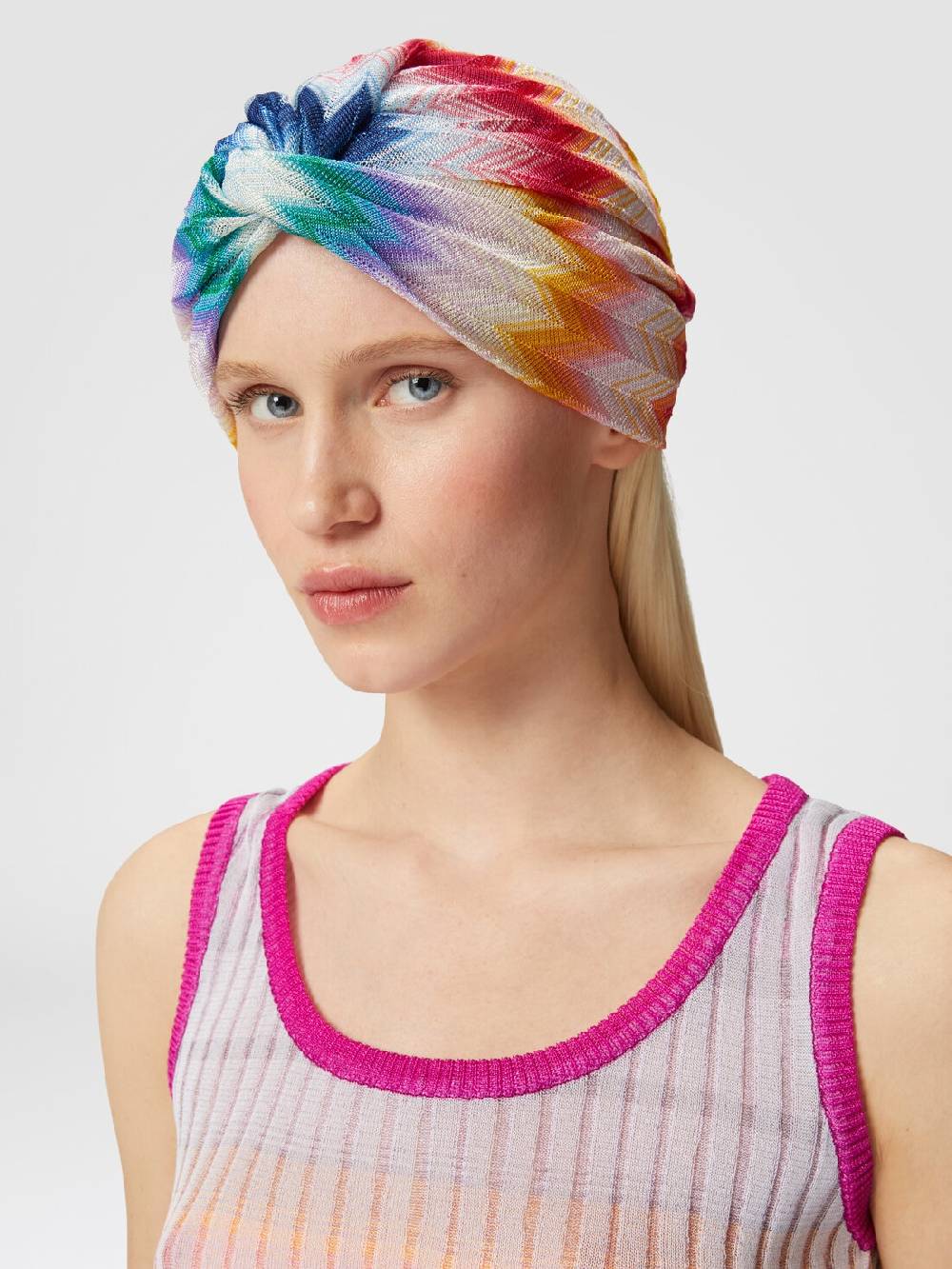 Missoni Turbante in viscosa chevron con lamé 2025