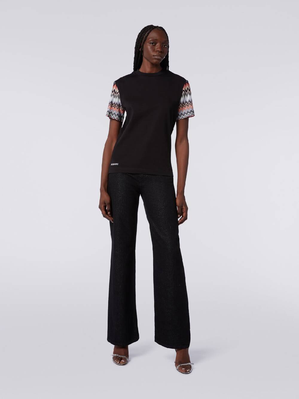 Missoni T-shirt girocollo in cotone con inserti zig zag Italy