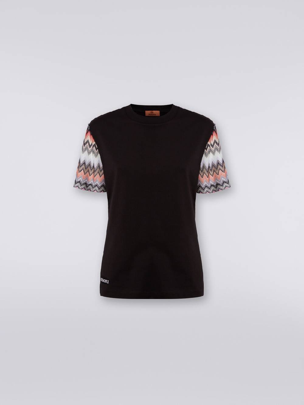 Missoni T-shirt girocollo in cotone con inserti zig zag Italy
