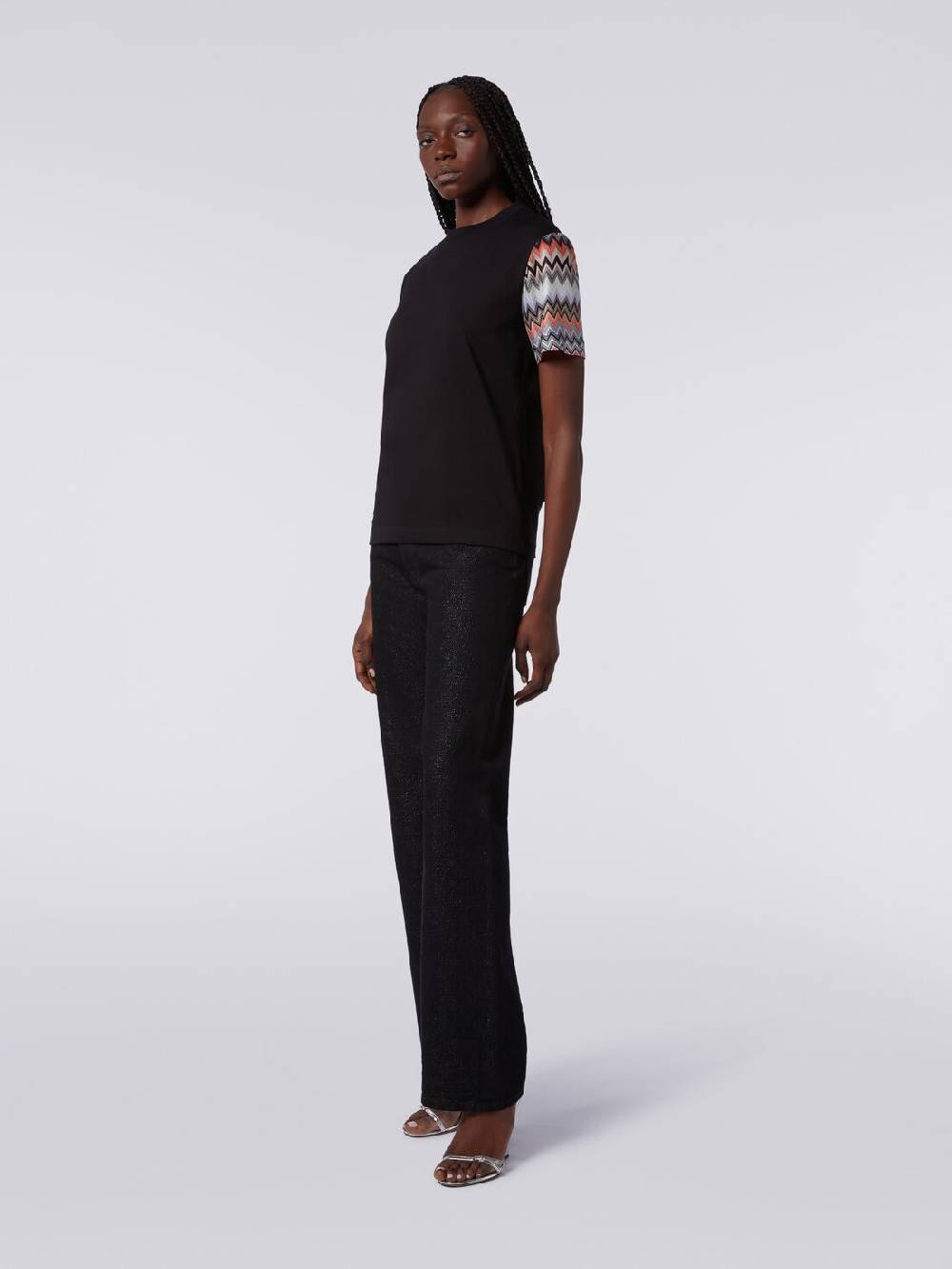 Missoni T-shirt girocollo in cotone con inserti zig zag Italy