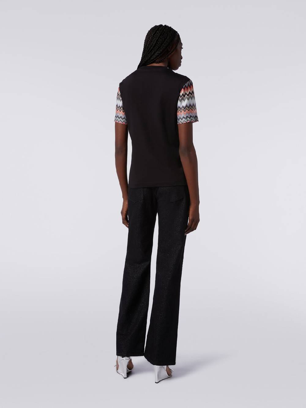 Missoni T-shirt girocollo in cotone con inserti zig zag Italy