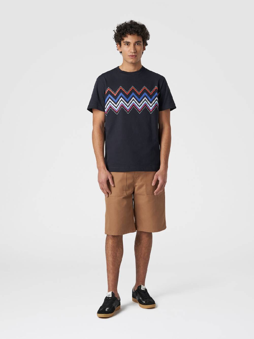 Missoni T-shirt a maniche corte in cotone con stampa zig zag In Linea