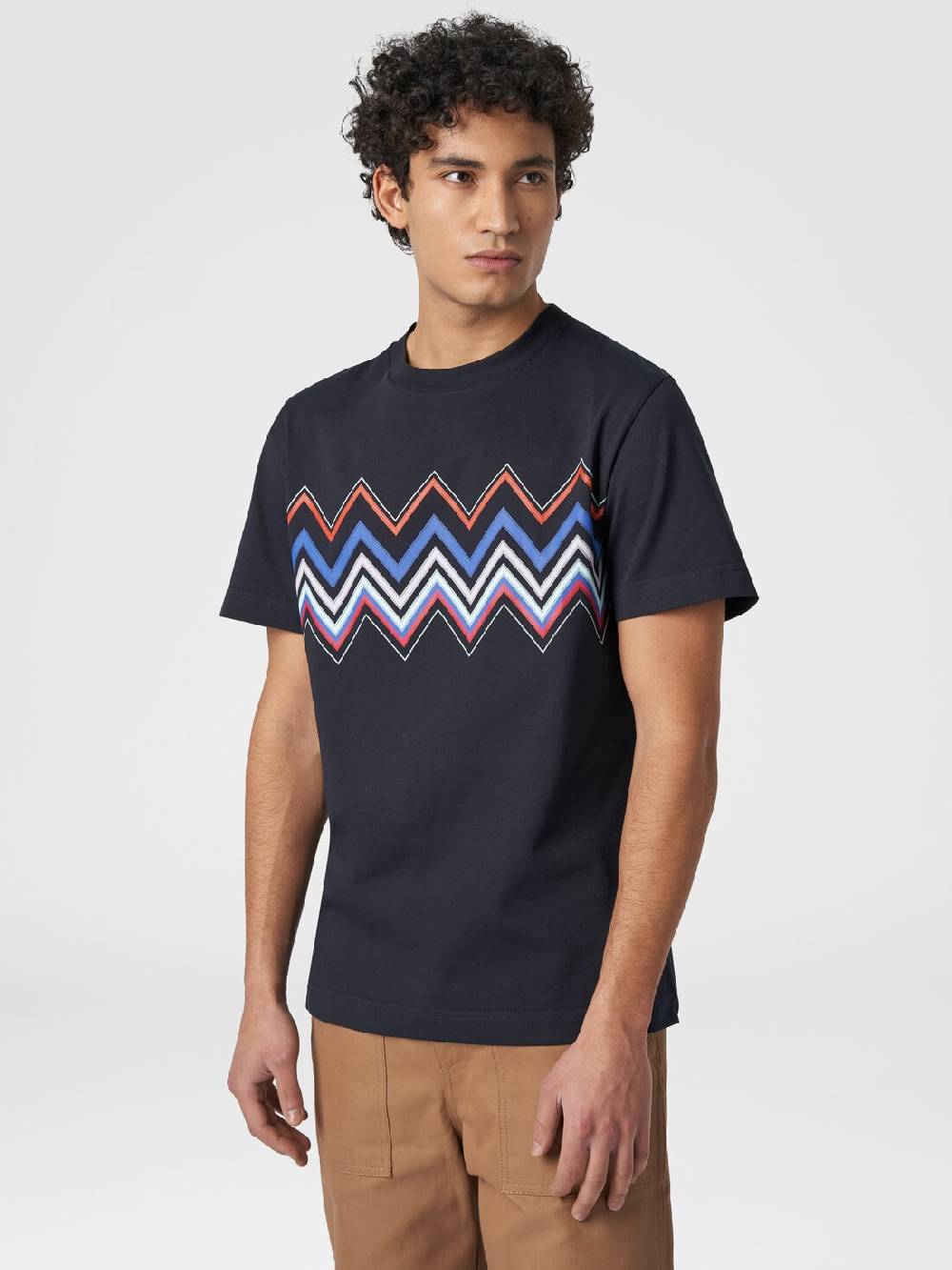 Missoni T-shirt a maniche corte in cotone con stampa zig zag In Linea