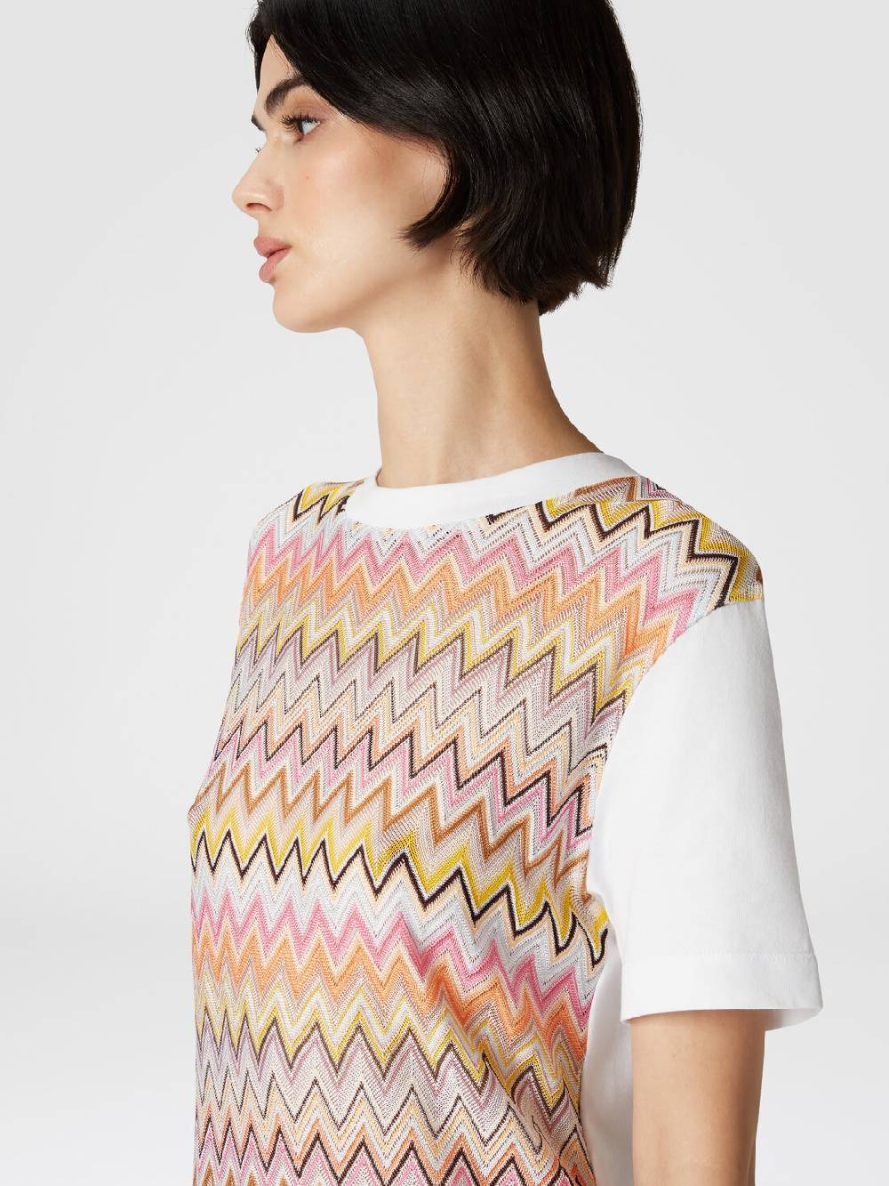 Missoni T-shirt in jersey di cotone con inserti chevron Consegna Veloce