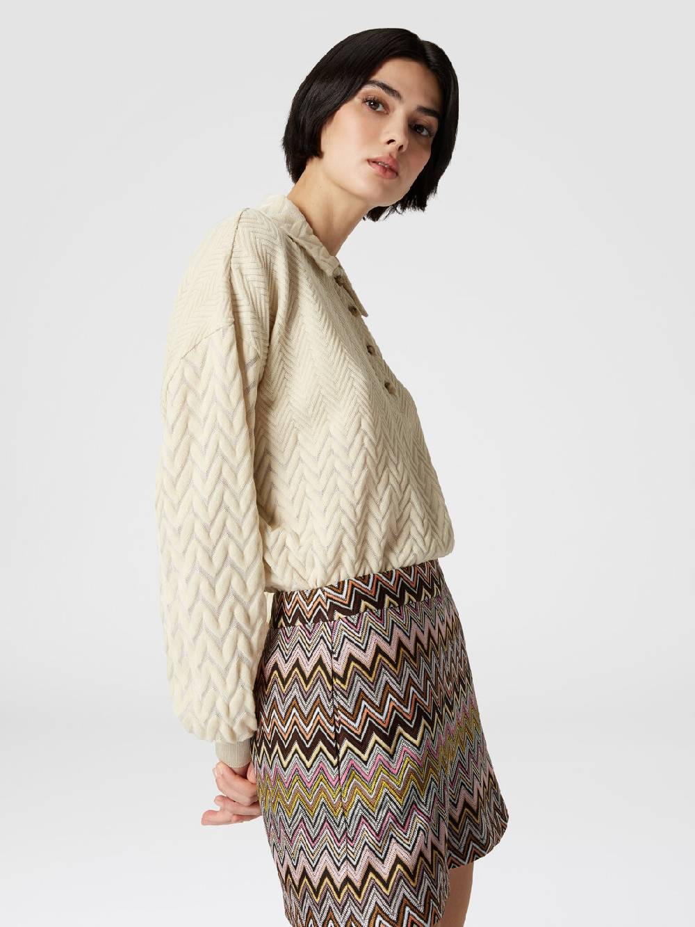 Missoni Polo a maniche lunghe con chevron tono su tono Affare Del Giorno