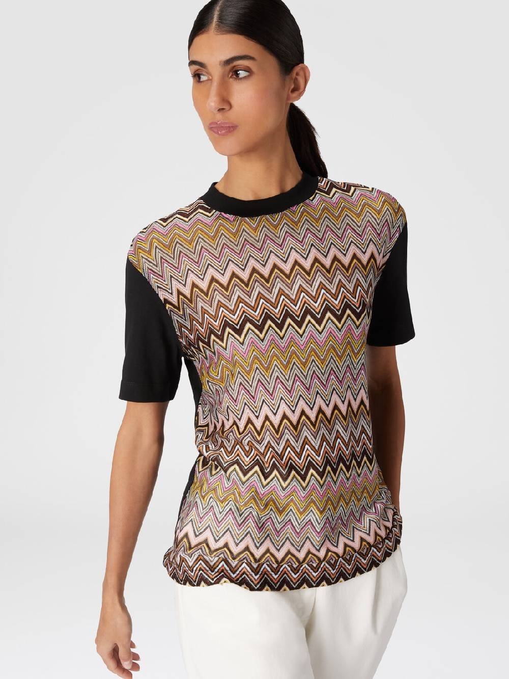 Missoni T-shirt in jersey di cotone con inserti chevron Convenienza