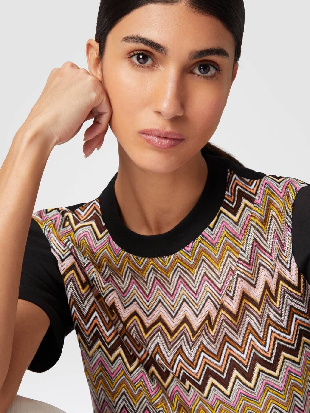 Missoni T-shirt in jersey di cotone con inserti chevron Convenienza