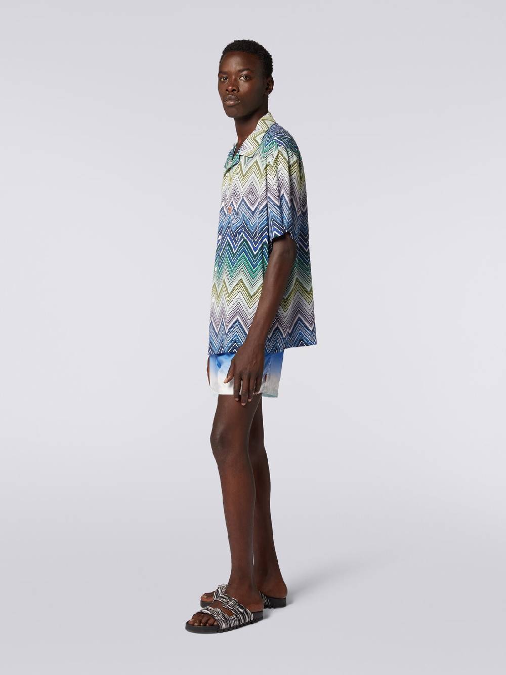 Missoni Camicia a maniche corte in viscosa con stampa macro zig zag Novità