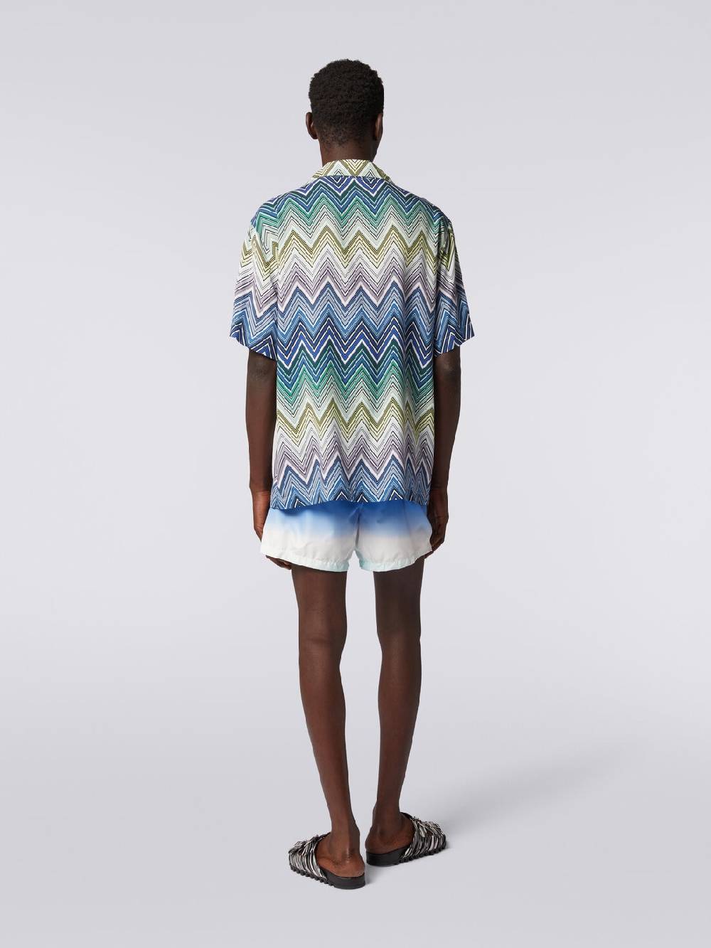 Missoni Camicia a maniche corte in viscosa con stampa macro zig zag Novità