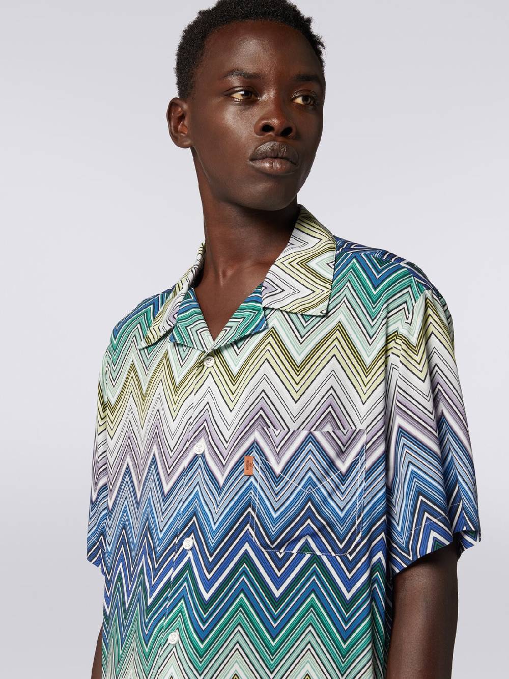 Missoni Camicia a maniche corte in viscosa con stampa macro zig zag Novità