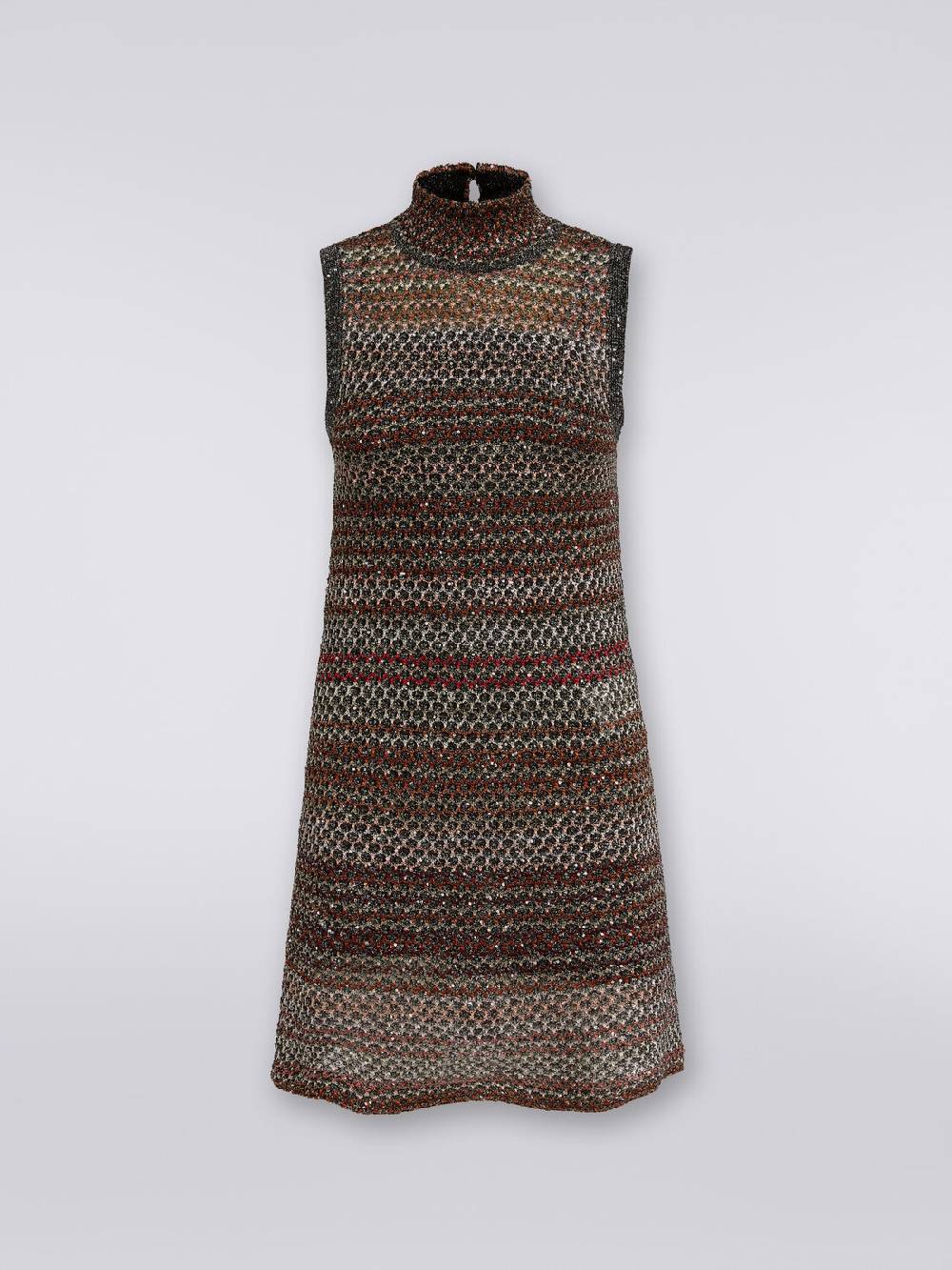 Missoni Mini-abito in maglia a rete con collo alto e applicazione di paillettes Saldi