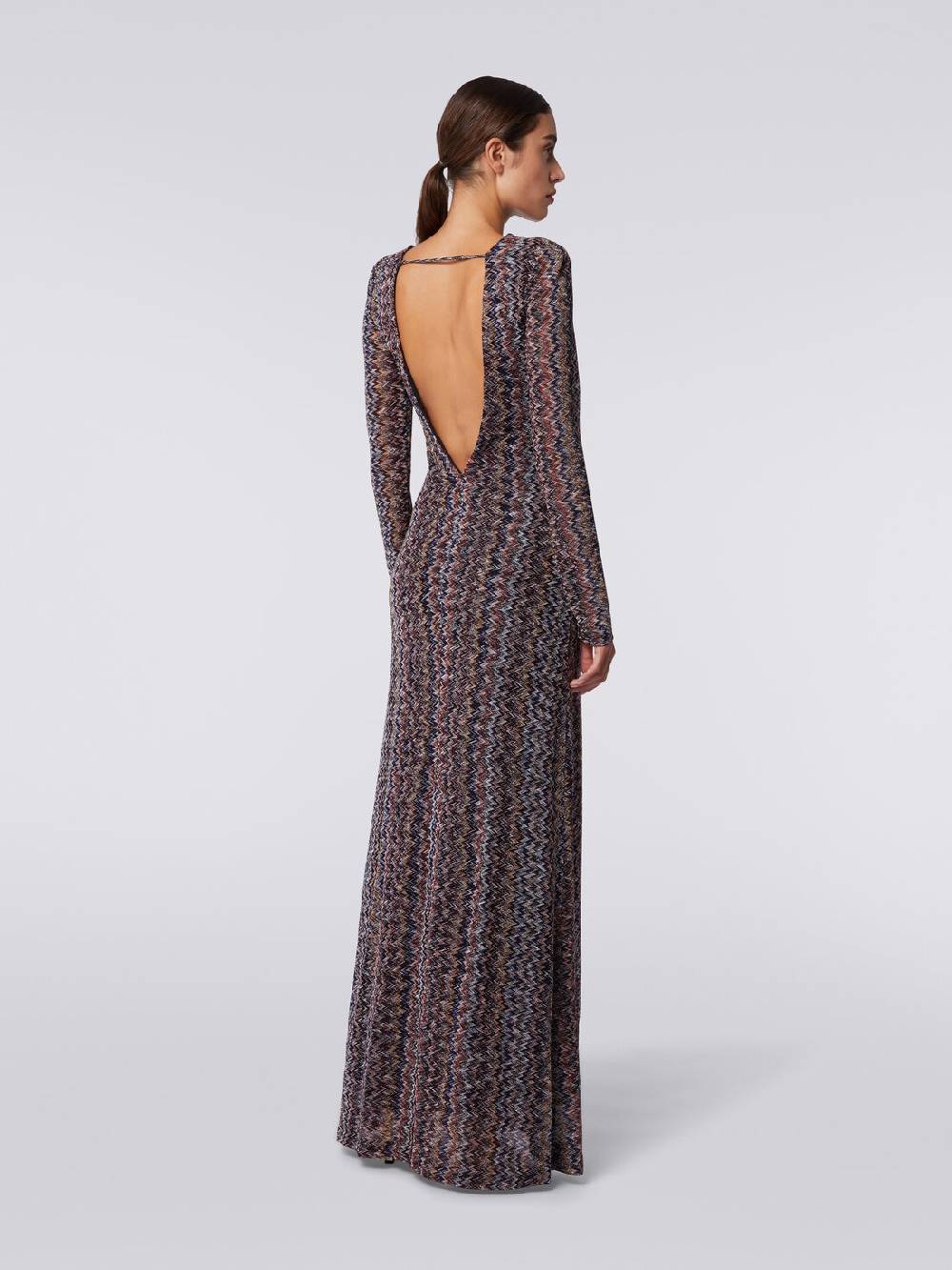 Missoni Abito lungo con scollatura a V posteriore in viscosa chevron con lurex Vendita Calda