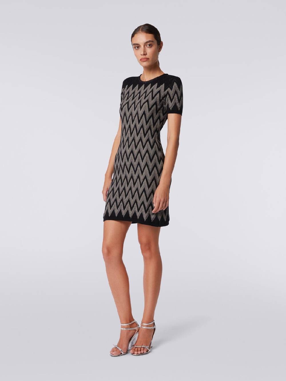 Missoni Abito girocollo in cotone chevron con lurex Vendita Economica