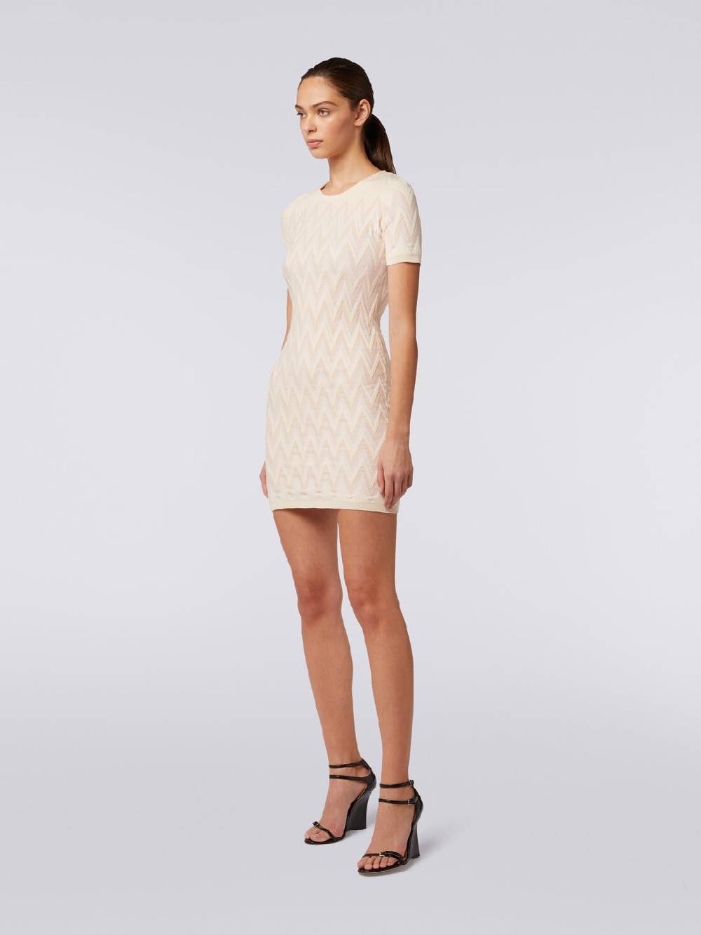 Missoni Abito girocollo in cotone chevron con lurex Saldi Di Fabbrica