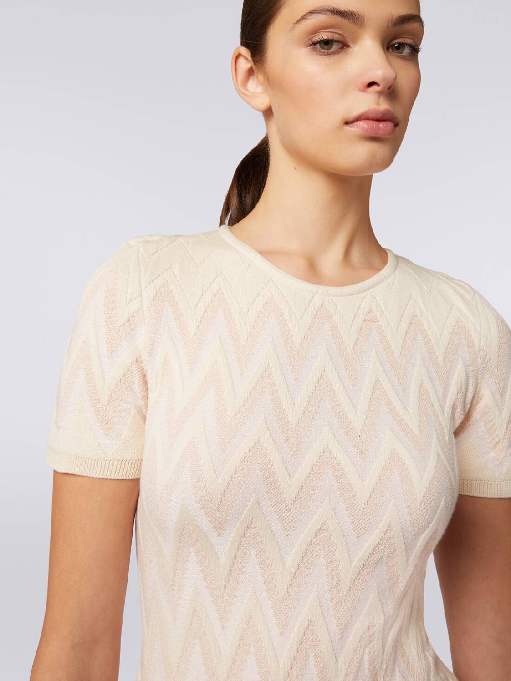 Missoni Abito girocollo in cotone chevron con lurex Saldi Di Fabbrica