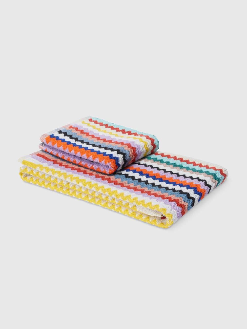 Missoni Set 2 pezzi di asciugamani da bagno Riverbero in spugna di cotone zig zag Italy