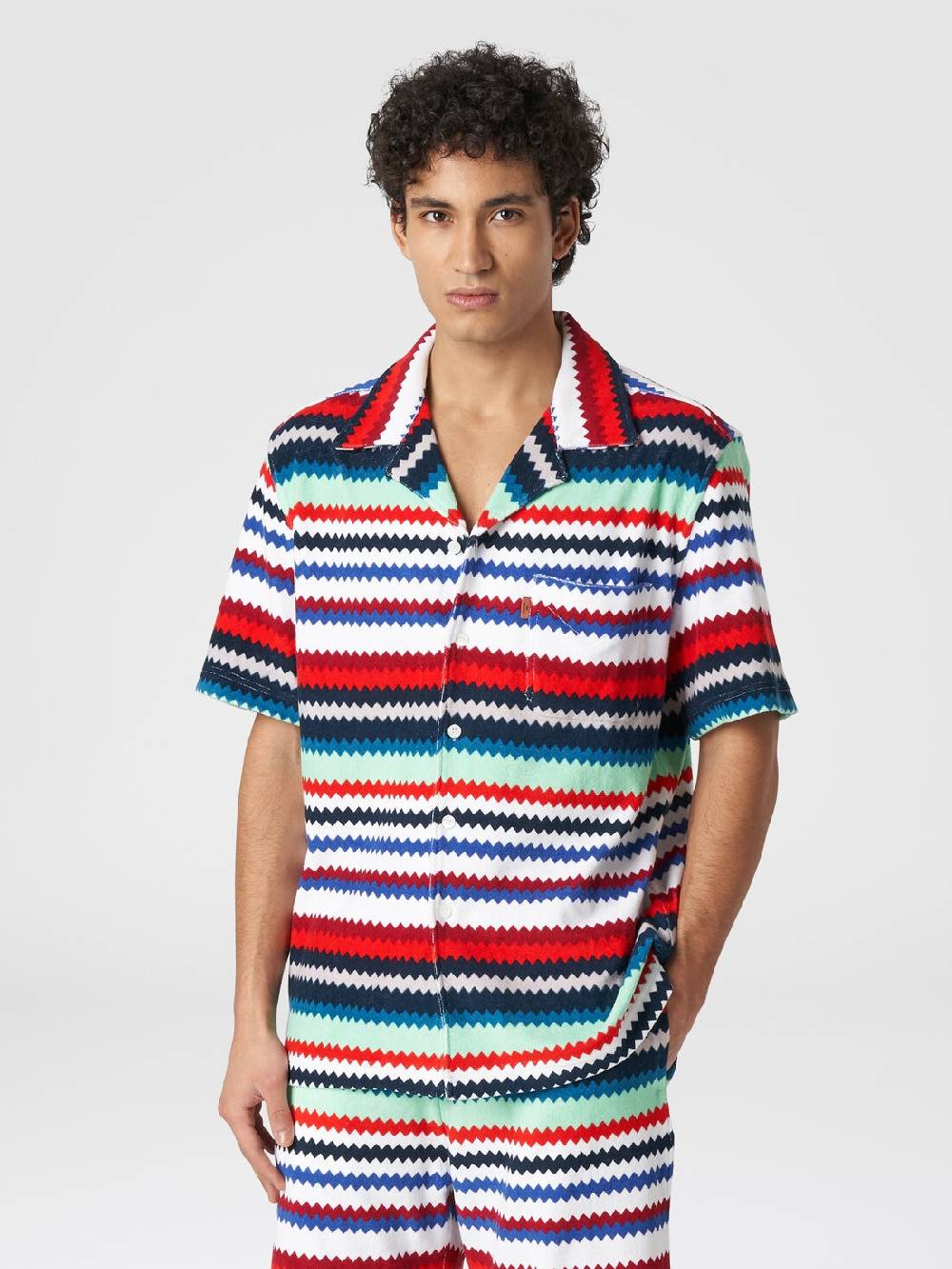 Missoni Camicia a maniche corte modello bowling in spugna zig zag Novità