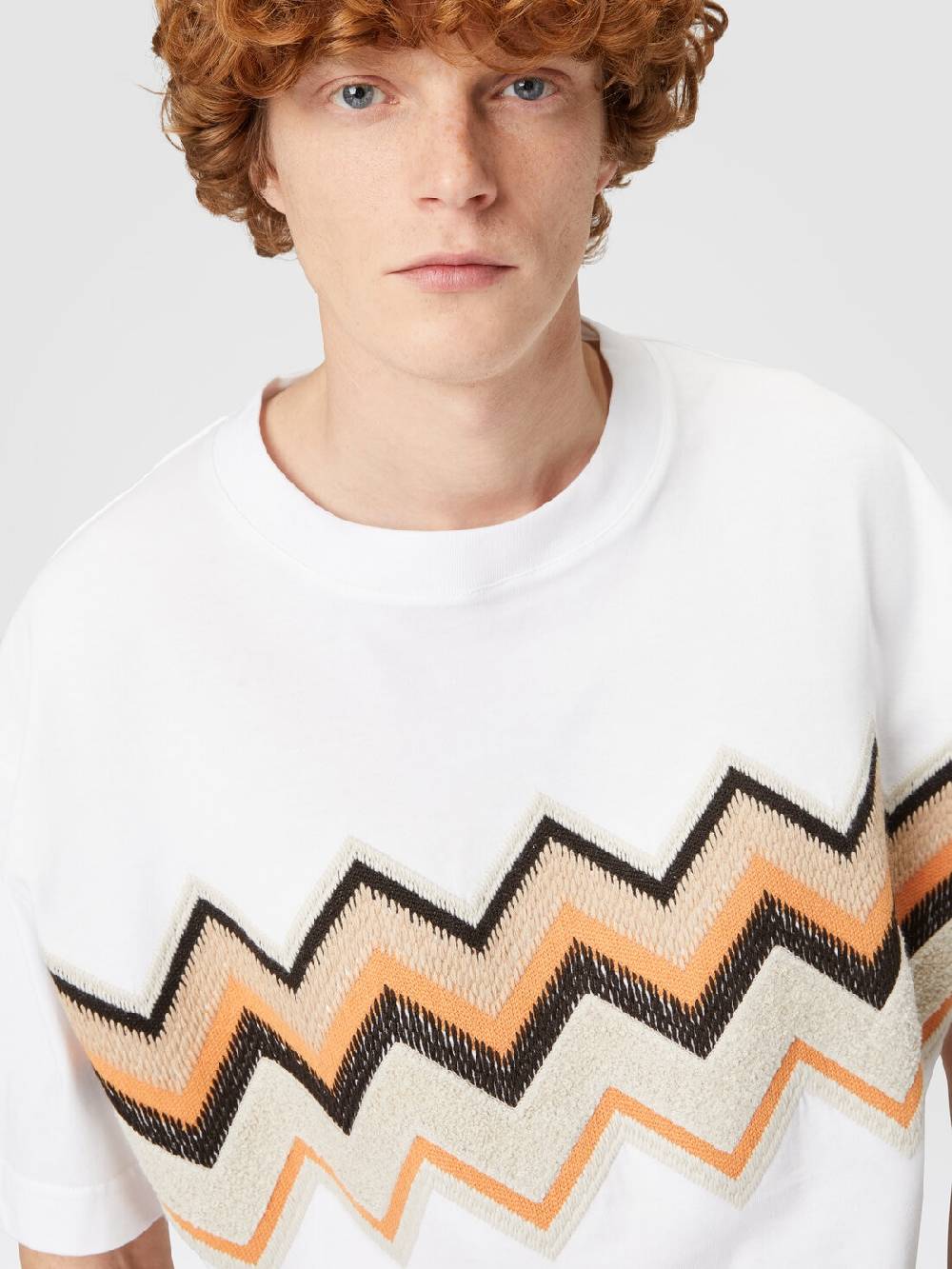 Missoni T-shirt in jersey di cotone con ricamo zig zag Offerta