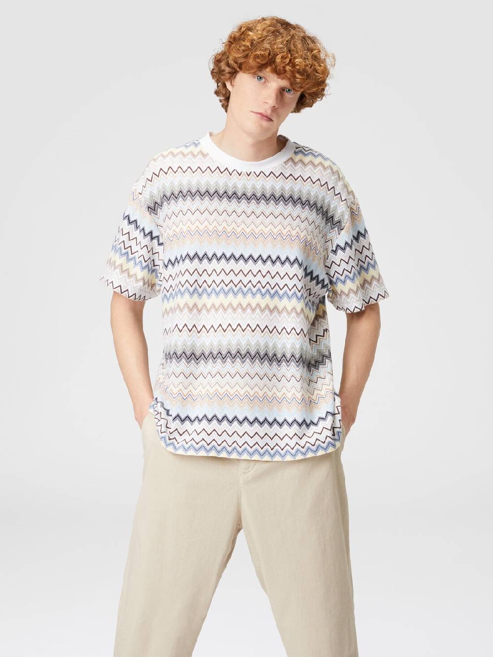 Missoni T-shirt con motivo zig zag e logo posteriore Economico