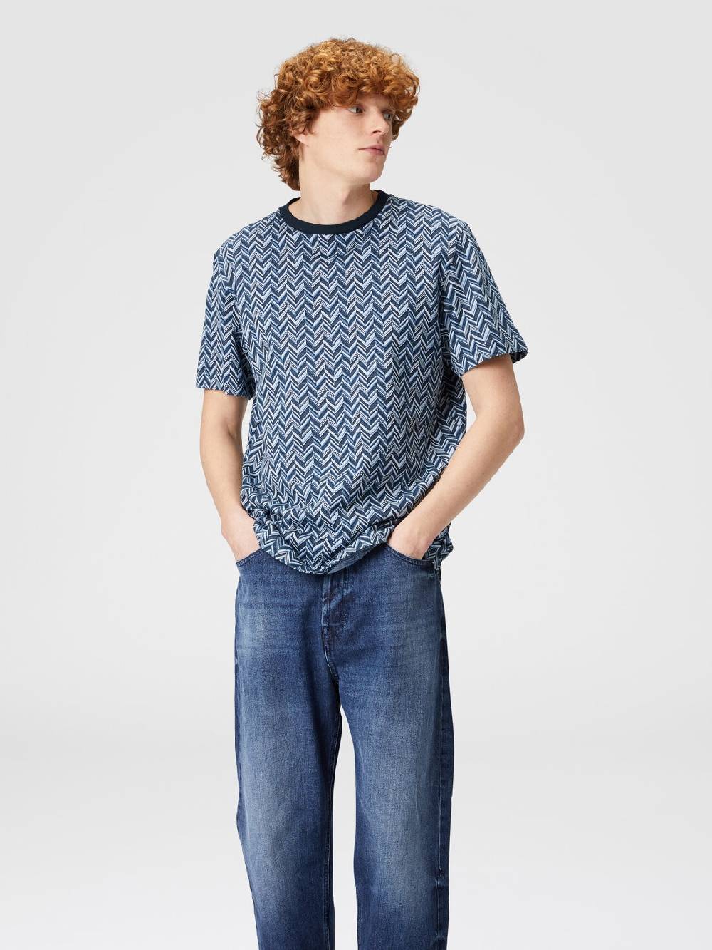 Missoni T-shirt in jersey di cotone jacquard zig zag Fino al 60% di sconto