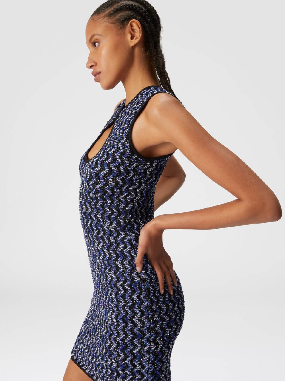 Missoni Mini-abito senza maniche zig zag con paillettes Outlet