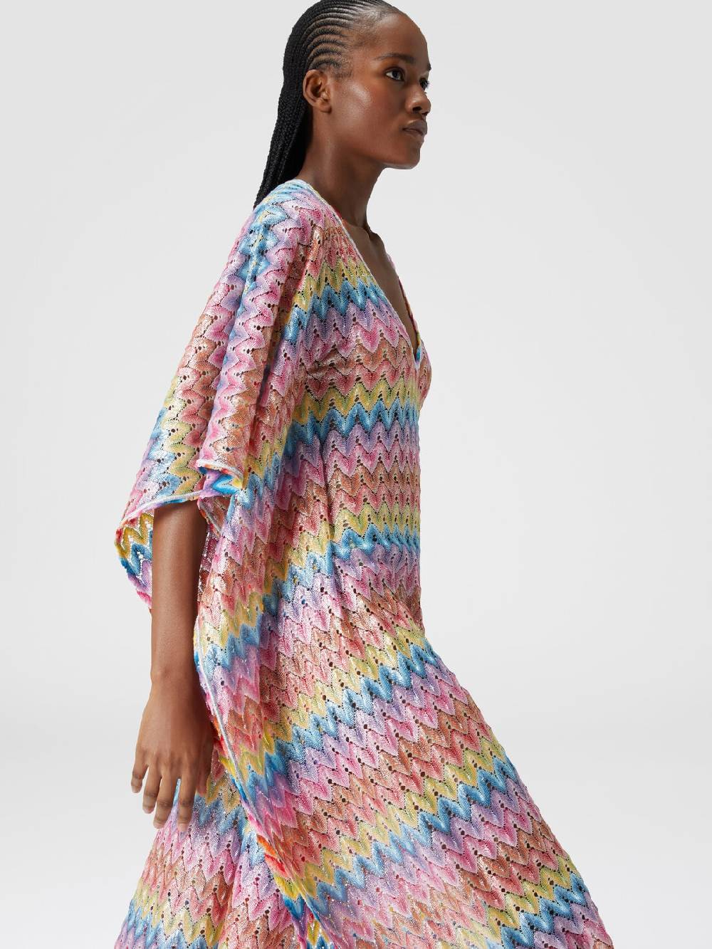 Missoni Caftano copricostume lungo in pizzo spalmato Saldi