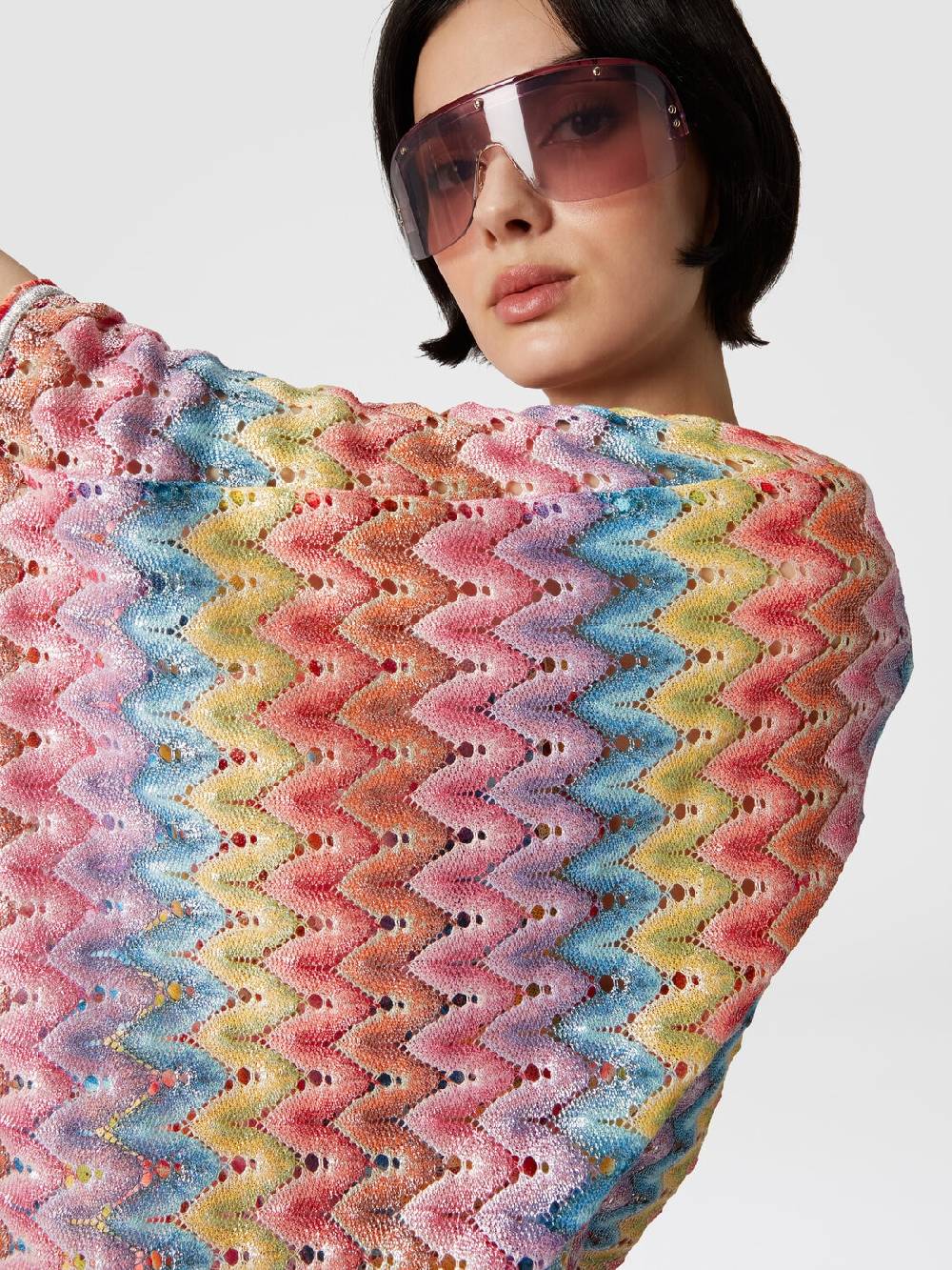 Missoni Caftano copricostume corto in pizzo spalmato Offerte