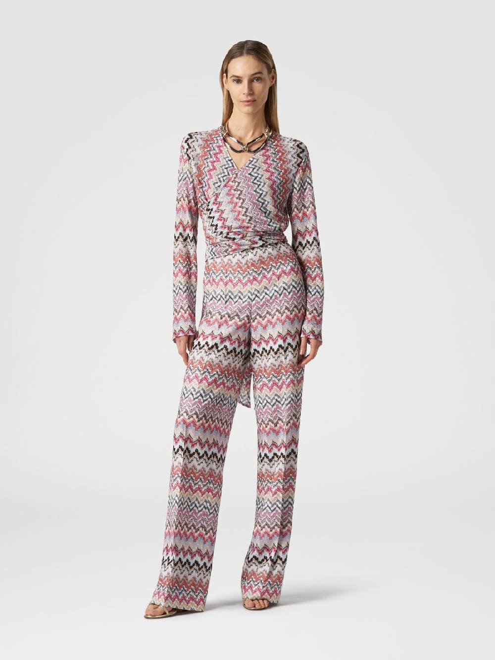 Missoni Tuta lunga in viscosa lamé zig zag Vendita Economica