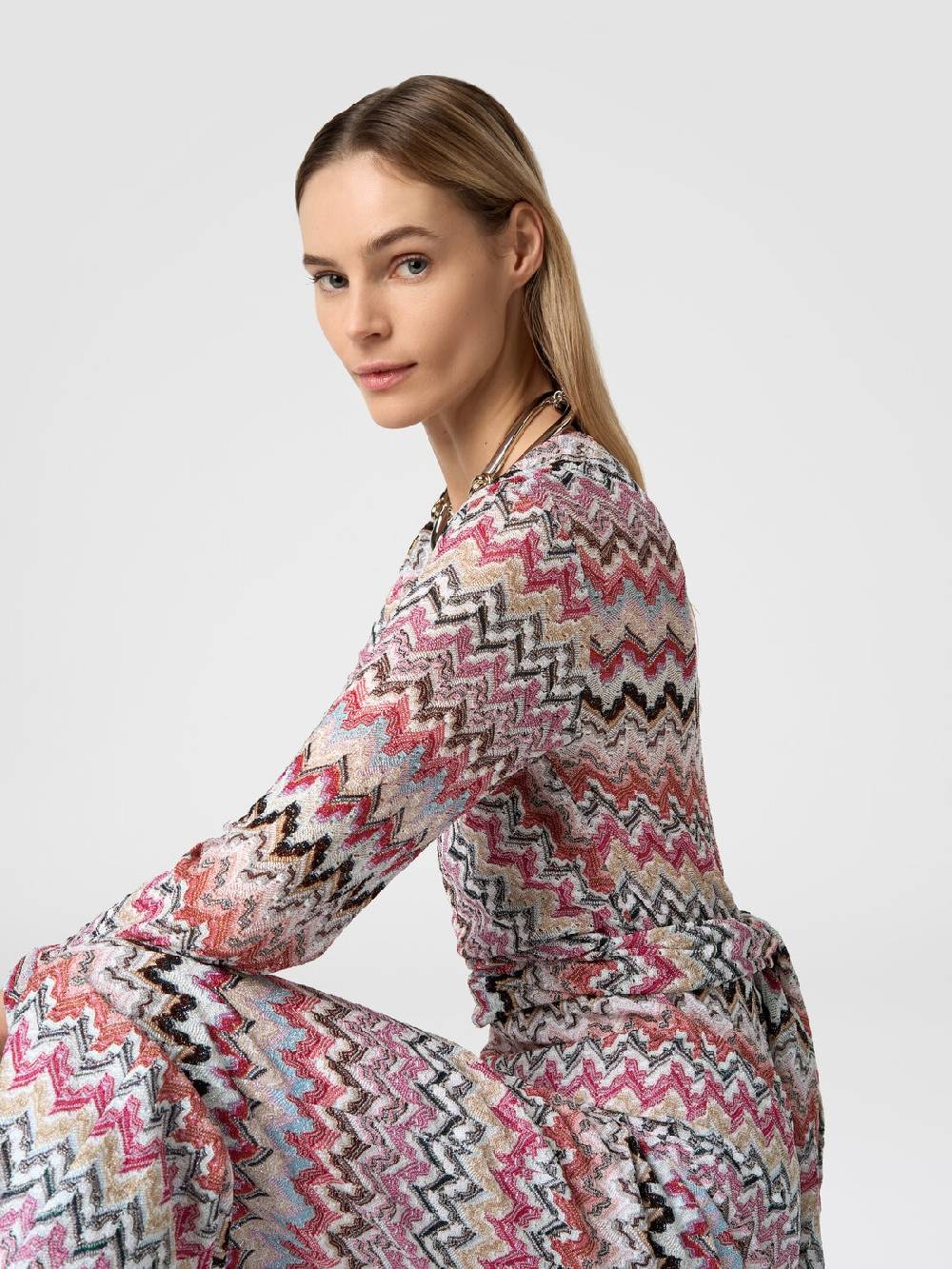 Missoni Tuta lunga in viscosa lamé zig zag Vendita Economica