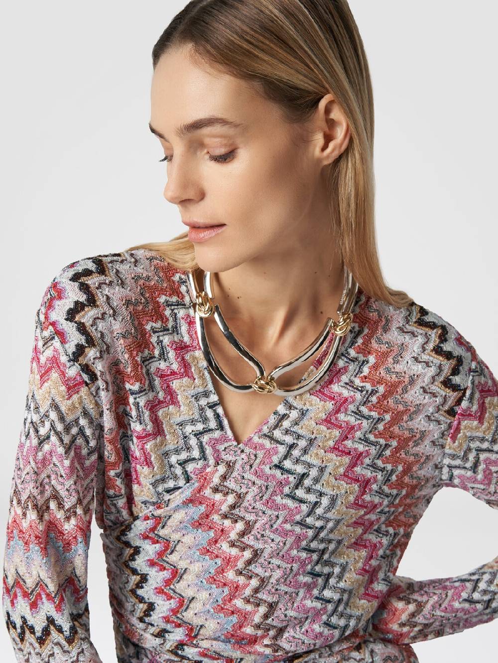 Missoni Tuta lunga in viscosa lamé zig zag Vendita Economica