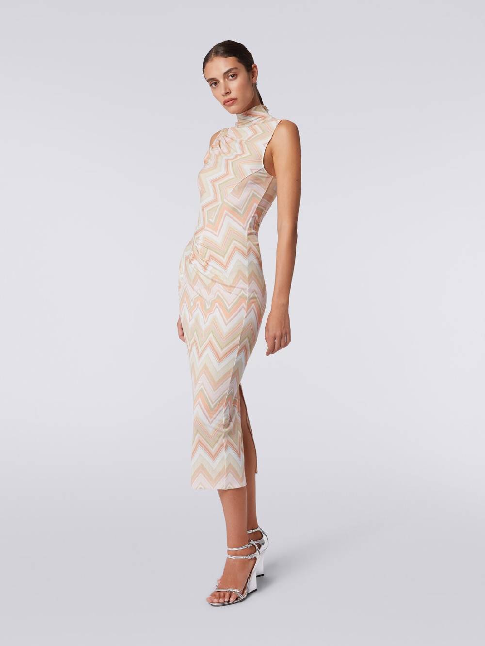 Missoni Abito longuette in viscosa zig zag con arricciature Trasporto libero internazionale