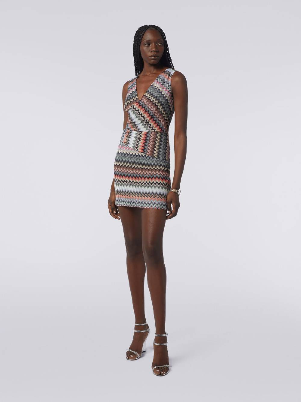 Missoni Mini-abito con scollatura a V in cotone e viscosa zig zag 2025