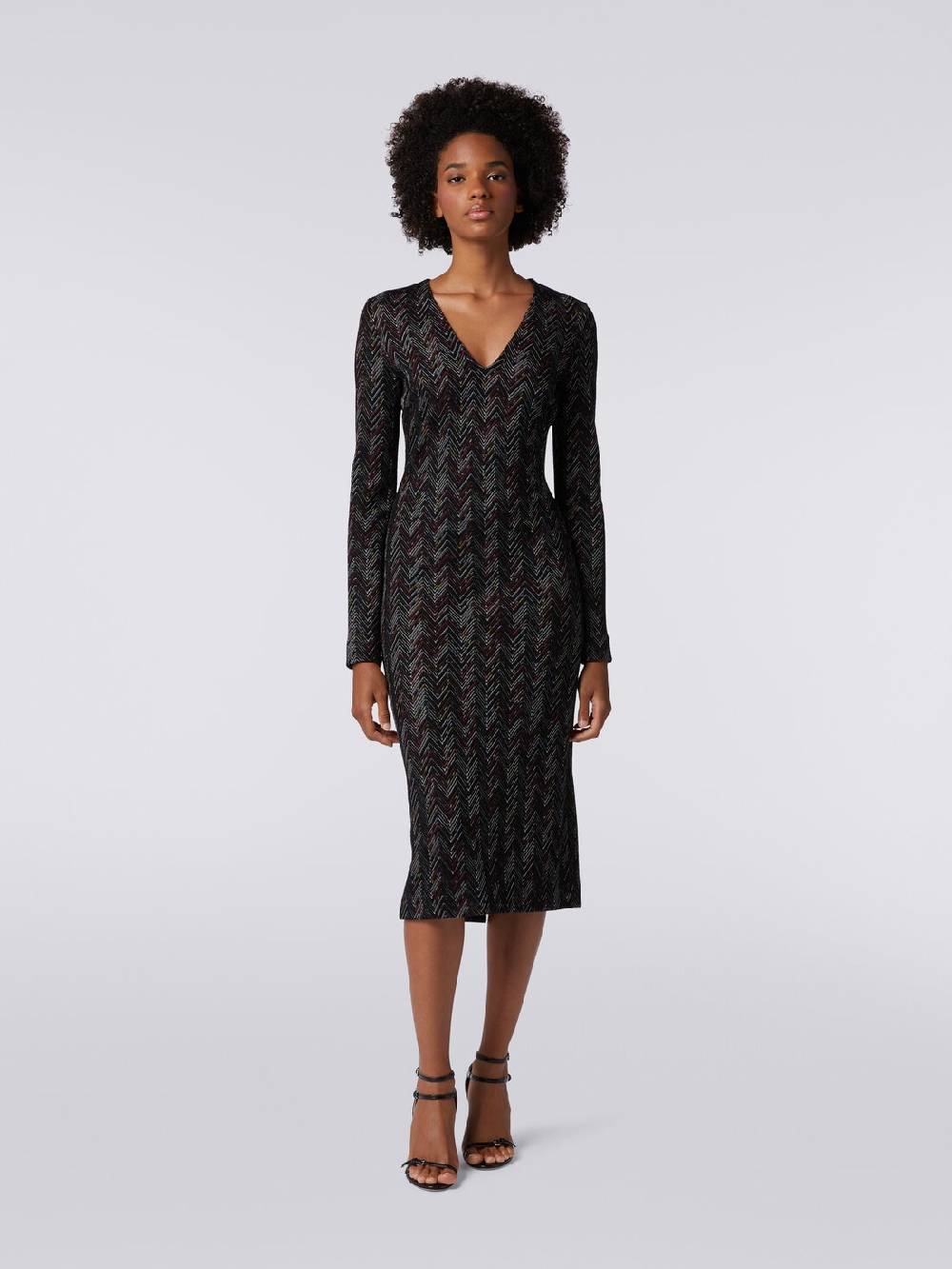 Missoni Abito lungo con scollatura a V in lana e viscosa zig zag Italy