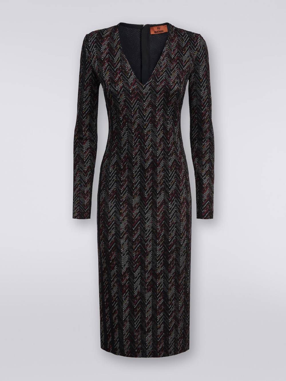 Missoni Abito lungo con scollatura a V in lana e viscosa zig zag Italy